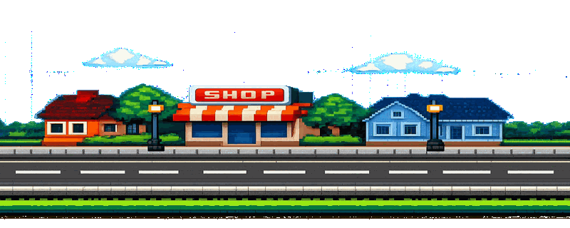 Mr. B’s Bean Machine city scene